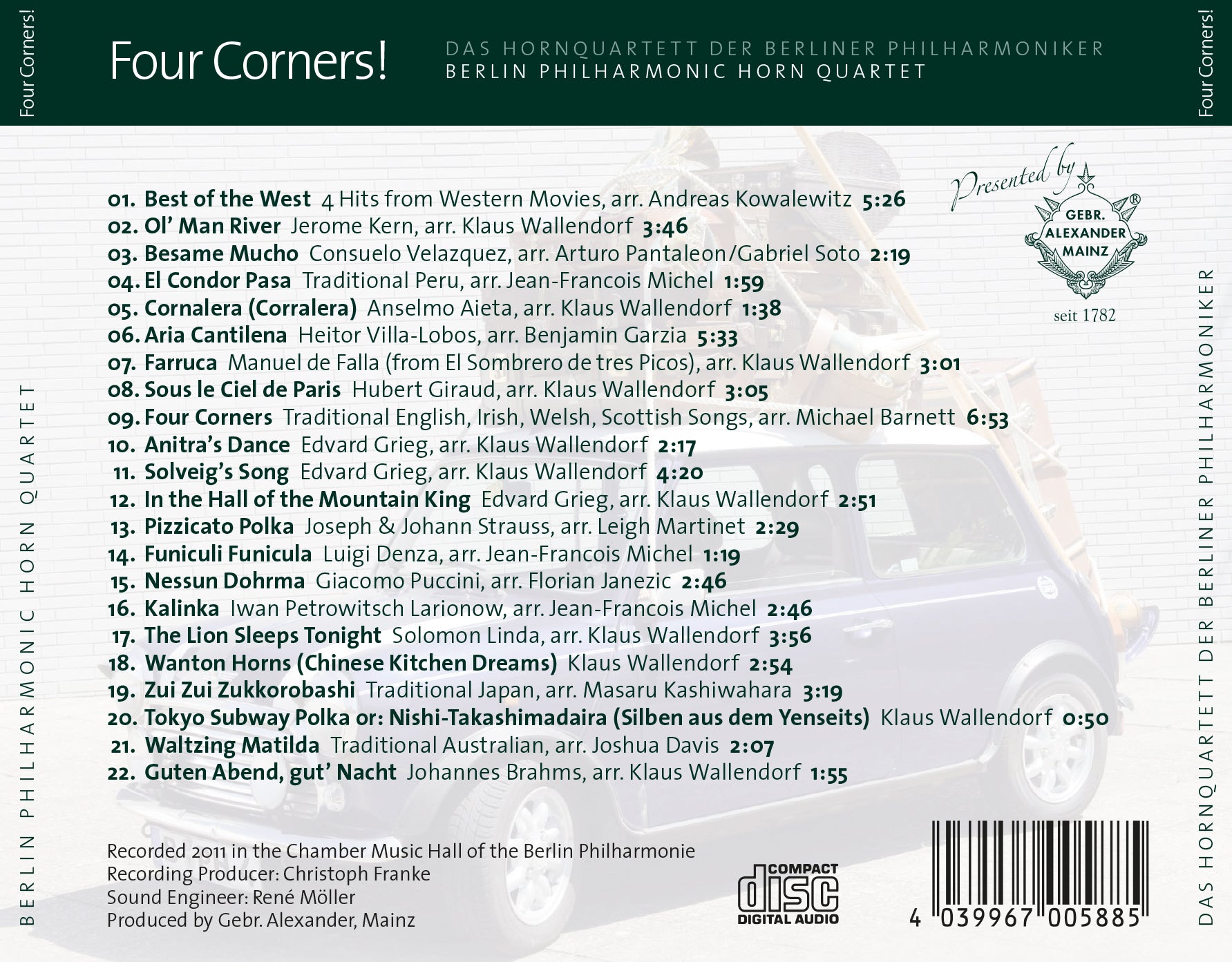 CD: Four Corners! by the Horn Quartet of the Berlin Philharmonic Orchestra