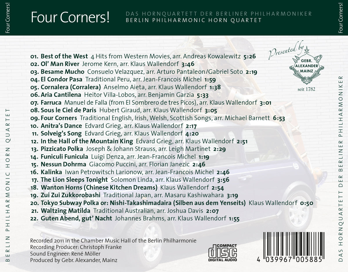 CD: Four Corners! by the Horn Quartet of the Berlin Philharmonic Orchestra